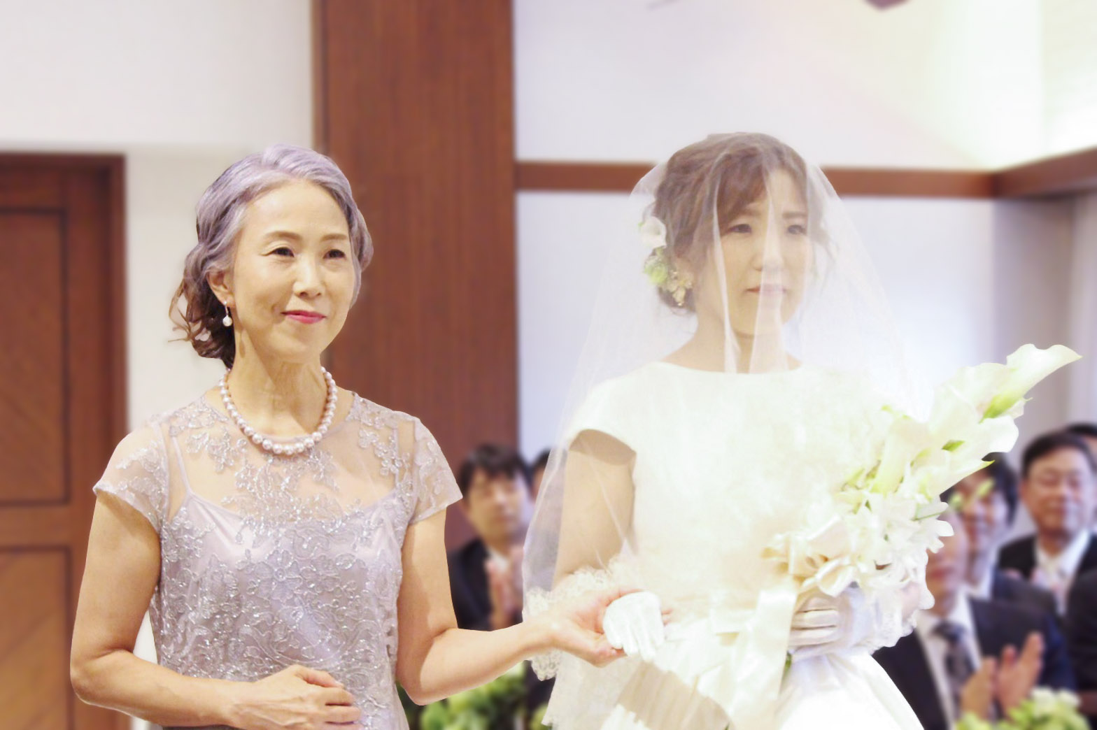 実際の結婚式 母親 フォーマルドレスL048シルバー